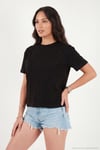 Rahat Kalıp Bisiklet Yaka Taş Detaylı Kadın T Shirt 5866943 SİYAH