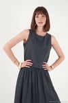 Rahat Kalıp Kolsuz Midi Boy Etek Bluz Kadın Takım 5866953 FÜME