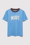 Rahat Kesim % 100 Pamuk Bisiklet Yaka Logolu Erkek Çocuk T Shirt 6610417-70724 MAVİ
