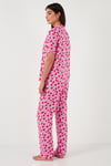 Rahat Kesim Bol Paça Mono Yaka Kısa Kollu Kadın Pijama Takımı 6110290 TOZ PEMBE