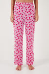 Rahat Kesim Bol Paça Mono Yaka Kısa Kollu Kadın Pijama Takımı 6110290 TOZ PEMBE