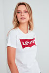 Regular Fit % 100 Pamuk Logo Baskılı Bisiklet Yaka Kadın T Shirt 17369-1310 BEYAZ