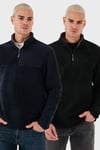 Regular Fit Anti-Pilling Tüylenme Yapmayan Soğuk Geçirmez 2'li Paket Erkek Polar 5896700S2 LACİVERT-SİYAH