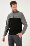 Regular Fit Anti-Pilling Tüylenme Yapmayan Dik Yaka Kışlık Şardonlu Erkek Polar 5906016 GRİ-SİYAH