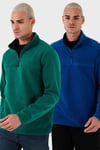 Regular Fit Anti-Pilling Tüylenme Yapmayan Soğuk Geçirmez 2'li Paket Erkek Polar 5896700S2 SAKS-YEŞİL