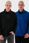 Regular Fit Anti-Pilling Tüylenme Yapmayan Soğuk Geçirmez 2'li Paket Erkek Polar 5896700S2 SAKS-SİYAH