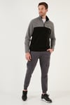 Regular Fit Anti-Pilling Tüylenme Yapmayan Dik Yaka Kışlık Şardonlu Erkek Polar 5906016 GRİ-SİYAH