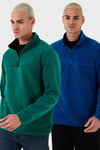 Regular Fit Anti-Pilling Tüylenme Yapmayan Soğuk Geçirmez 2'li Paket Erkek Polar 5896700S2 SAKS-YEŞİL