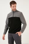 Regular Fit Anti-Pilling Tüylenme Yapmayan Dik Yaka Şardonlu 2'li Paket Erkek Polar 5906016S2 Gri Siyah-Haki