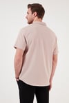 Regular Fit Apaş Yaka Kısa Kollu Erkek Gömlek CF24S117927 BEJ
