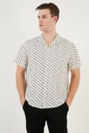Regular Fit Apaş Yaka Kısa Kollu Erkek Gömlek CF24S117505 TAŞ