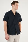 Regular Fit Apaş Yaka Kısa Kollu Erkek Gömlek CF24S117927 LACİVERT