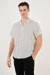 Regular Fit Apaş Yaka Kısa Kollu Erkek Gömlek CF24S117505 TAŞ