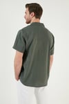 Regular Fit Apaş Yaka Kısa Kollu Modal Erkek Gömlek CF24S117929 HAKİ