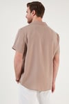 Regular Fit Apaş Yaka Kısa Kollu Modal Erkek Gömlek CF24S117929 CAMEL