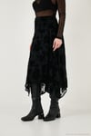 Regular Fit Asimetrik Çiçek Dokulu Fermuarlı Midi Boy Kadın Etek 59137182 SİYAH