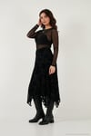 Regular Fit Asimetrik Çiçek Dokulu Fermuarlı Midi Boy Kadın Etek 59137182 SİYAH