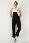 Regular Fit Ayarlanabilir İp Askılı Bahçıvan Kadın Tulum 5865789 SİYAH