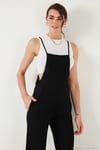 Regular Fit Ayarlanabilir İp Askılı Bahçıvan Kadın Tulum 5865789 SİYAH