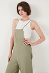 Regular Fit Ayarlanabilir İp Askılı Bahçıvan Kadın Tulum 5865789 Olive