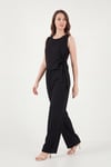 Regular Fit Bağlama Detaylı Bisiklet Yaka Kadın Takım 5866466 SİYAH