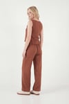 Regular Fit Bağlama Detaylı Bisiklet Yaka Kadın Takım 5866466 KAHVE