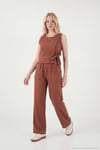 Regular Fit Bağlama Detaylı Bisiklet Yaka Kadın Takım 5866466 KAHVE