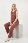 Regular Fit Bağlama Detaylı Bisiklet Yaka Kadın Takım 5866466 KAHVE