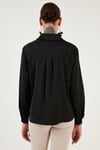 Regular Fit Bağlama Detaylı Saten Kadın Gömlek 611GO00159 SİYAH