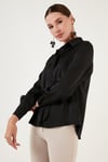 Regular Fit Bağlama Detaylı Saten Kadın Gömlek 611GO00159 SİYAH