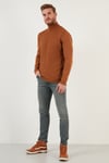 Regular Fit Balıkçı Yaka Pamuklu Triko Erkek Kazak 6353462 TABA