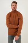 Regular Fit Balıkçı Yaka Pamuklu Triko Erkek Kazak 6353462 TABA
