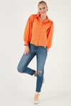 Regular Fit Balon Kollu Poplin Kadın Gömlek 611GO0153 ORANJ