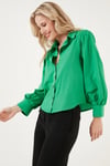 Regular Fit Balon Kollu Poplin Kadın Gömlek 611GO0153 BENETTON