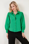 Regular Fit Balon Kollu Poplin Kadın Gömlek 611GO0153 BENETTON