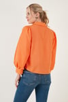 Regular Fit Balon Kollu Poplin Kadın Gömlek 611GO0153 ORANJ