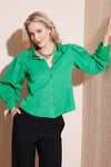 Regular Fit Balon Kollu Poplin Kadın Gömlek 611GO0153 BENETTON