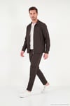 Regular Fit Belden Bağlamalı Düz Paça Erkek Pantolon CF26W6111111 KOYU KAHVE