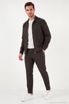 Regular Fit Belden Bağlamalı Düz Paça Erkek Pantolon CF26W6111111 KOYU KAHVE