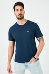 Regular Fit Bisiklet Yaka % 100 Pamuk Erkek T Shirt 56605-0077 LACİVERT
