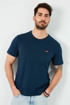 Regular Fit Bisiklet Yaka % 100 Pamuk Erkek T Shirt 56605-0077 LACİVERT