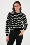 Regular Fit Bisiklet Yaka Ajurlu Kadın Kazak 24K0376K1 SİYAH