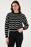 Regular Fit Bisiklet Yaka Ajurlu Kadın Kazak 24K0376K1 SİYAH