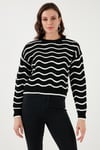 Regular Fit Bisiklet Yaka Ajurlu Kadın Kazak 24K0376K1 SİYAH