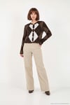 Regular Fit Bisiklet Yaka Baklava Desenli Düğmeli Crop Kadın Hırka 4615570 KAHVE