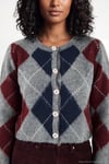 Regular Fit Bisiklet Yaka Baklava Desenli Düğmeli Crop Kadın Hırka 4615570 ANTRASİT