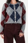 Regular Fit Bisiklet Yaka Baklava Desenli Düğmeli Crop Kadın Hırka 4615570 ANTRASİT