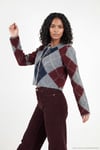Regular Fit Bisiklet Yaka Baklava Desenli Düğmeli Crop Kadın Hırka 4615570 ANTRASİT