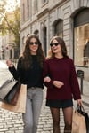 Regular Fit Bisiklet Yaka Basic 2'li Paket Triko Kadın Kazak 4616213S2 BORDO-SİYAH