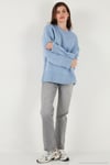 Regular Fit Bisiklet Yaka Basic 2'li Paket Triko Kadın Kazak 4616213S2 Bebe Mavi-Toz Pembe